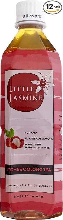 LITTLE JASMINE Lychee Oolong Tea 16.9 Fl Oz (Pack of 12)