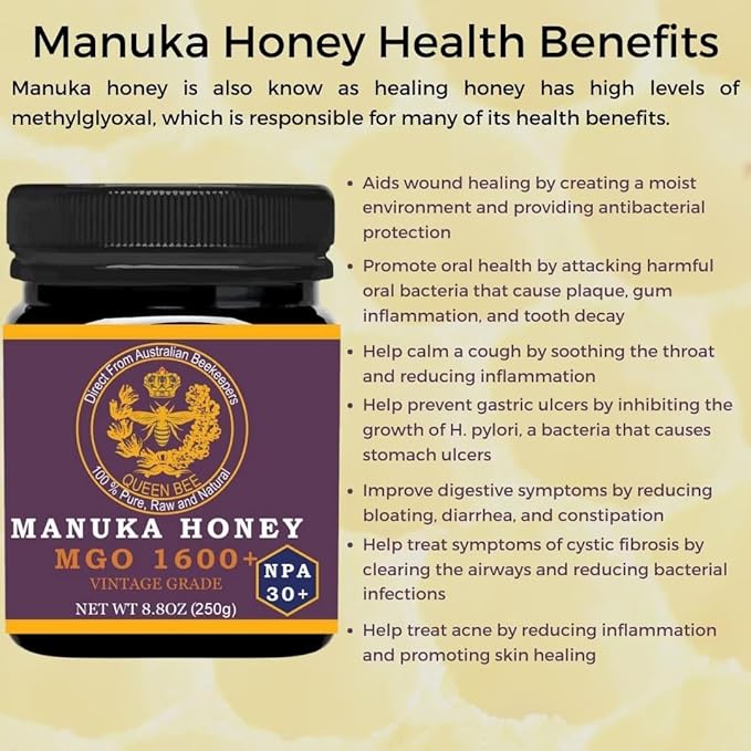 Manuka Honey MGO 1600+ NPA 30+ High Strength Medical Grade - Raw Manuka Honey (250g/8.8 ounce)