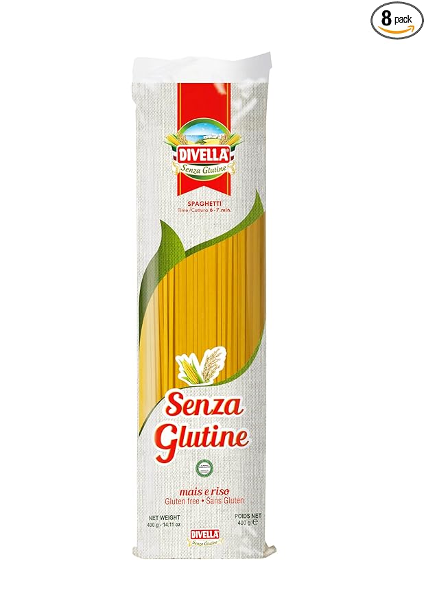 Divella Gluten Free Spaghetti 16 oz. (Pack of 8) - Authentic Italian Gluten Free Pasta Made with Maize and Rice Flour Perfect 'Al Dente' Texture for Every Dish