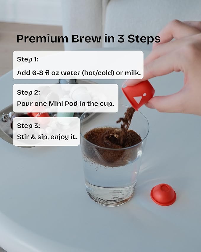 Yum!Brew Instant Freeze-Dried Coffee – 4-Flavor Variety Pack | Yunnan Arabica Beans | Americano Espresso Jasmine Coconut | 12 Servings | Hot &amp Cold Brew | No Sugar | Travel Pods