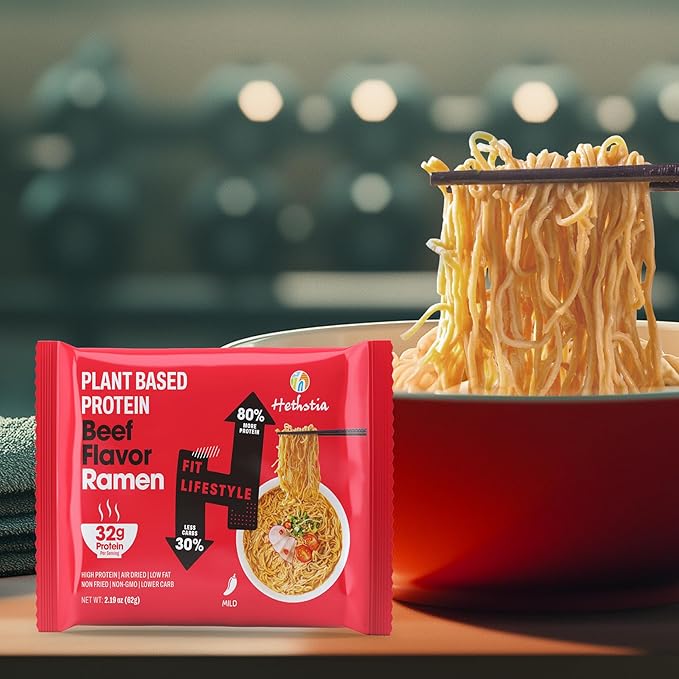 Hethstia Bundle – Konjac Fettuccine Noodles &amp High-Protein Spicy Beef Ramen 10 Shirataki Fettuccine Packs + 6 Protein Ramen Bags Vegan Plant-Based Non-GMO Low Fat Quick Healthy Meal Kit