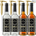 NEW Vanilla &amp Caramel Coffee Syrup 2 Bottles each (25.4oz)*Includes 4 Coffee Syrup Dispensers*Flavoring Syrups for Coffee Tea and Espresso