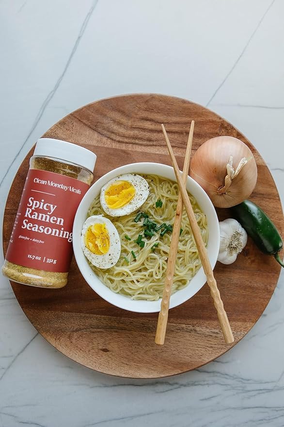Clean Monday Meals Spicy Ramen Seasoning Mix | Gluten-Free Dairy-Free Vegan-Friendly Non-GMO | Bold Flavor for Noodles Soups Stir-Fries &amp Meal Prep | 2-Pack 11.07 oz Each