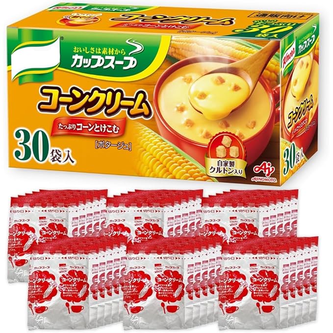 Japanese Instant Cup Soup – Rich Corn Cream Flavor – 30 Sachets (11.5g Each) – Quick &amp Easy Preparation – Authentic Japanese Soup Mix