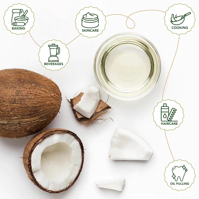 Miracle Palm Organic Refined Coconut Oil Gallon - USDA RBD 1 Gallon (Pack of 2) - Gluten Free Vegan Paleo - Ideal Coconut Oil for Cooking Baking Frying Hair &amp Skincare - Tasteless &amp Deod