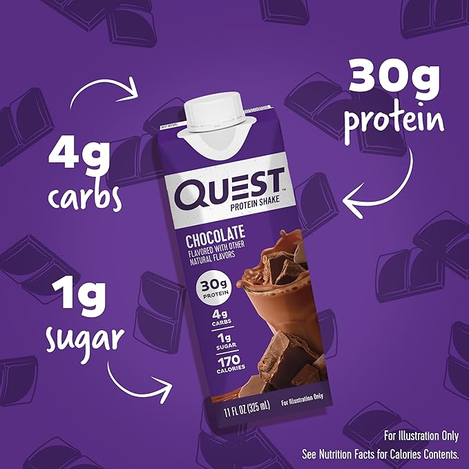 Quest Nutrition Ready To Drink Chocolate Protein Shake &amp High Protein Low Carb Gluten Free Keto Friendly Peanut Butter Cups 12 Count (Pack of 1) (total- 17.76 Ounce)