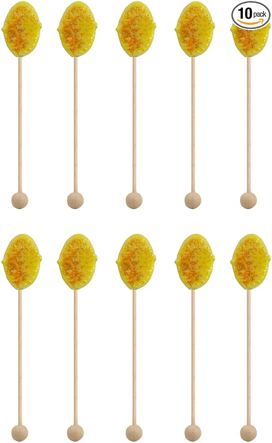 Sweet Stirs Original Flavored American Honey Spoons on Wooden Sticks Gift Pack of 10 (Tumeric)