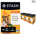 Stash Tea Sunny Orange Ginger Herbal Tea - Naturally Caffeine Free Non-GMO Project Verified Premium Tea with No Artificial Ingredients 18 Count (Pack of 6) - 108 Bags Total