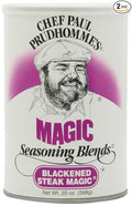 Chef Paul Blackened Steak Magic Seasoning 20-Ounce Canisters (Pack of 2)