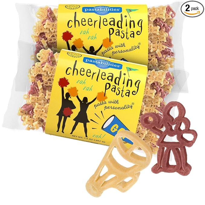 Pastabilities Fun Shaped Pasta for Kids - Cheerleading Shaped - Cheer and Megaphone Sport Theme Non-GMO Natural Wheat Pasta All-Natural Kosher Certified Made in the USA (2 Pack 14 Oz)