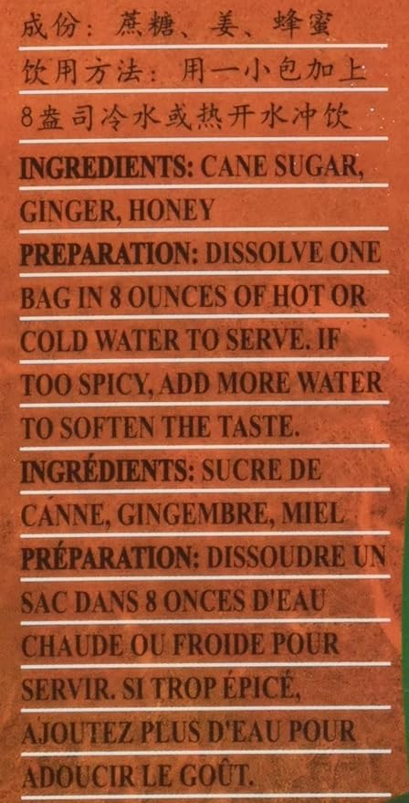 3-Pack of Instant Honeyed Ginger Drink 360g Each Box 20 Tea Bags