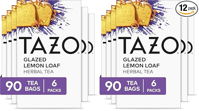 TAZO Dessert Delights Glazed Lemon Loaf Herbal Tea Bags Aromatic Blend Caffeine-Free 180 Total Tea Bags (15ct)(Pack of 12)