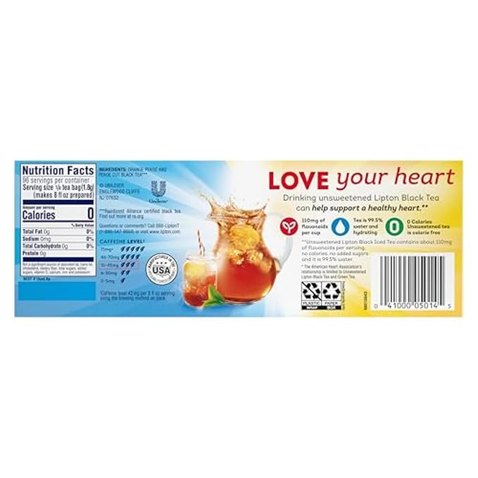 Lipton Decaf Cold Brew Iced Tea Bags Family Size Zero Calories Easy-To-Make with no boiling needed 66 Total Tea Bags (22ct - Pack of 3)