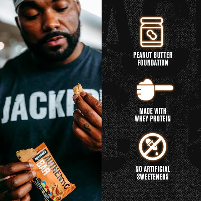 Authentic Bar Peanut Butter Candy (12-Pack) &amp Kitchen Sink (12-Pack) Protein Bars - Tasty Meal Replacement Energy Bars w/Whey Protein Isolate Natural Sugars (24 Bars)