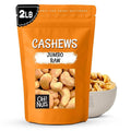 Oh! Nuts Raw Whole Unsalted Cashews - Raw - 100% Natural - 2 lb - Jumbo Cashews - Packed in New York Zip-Seal Bag for Exceptional Freshness