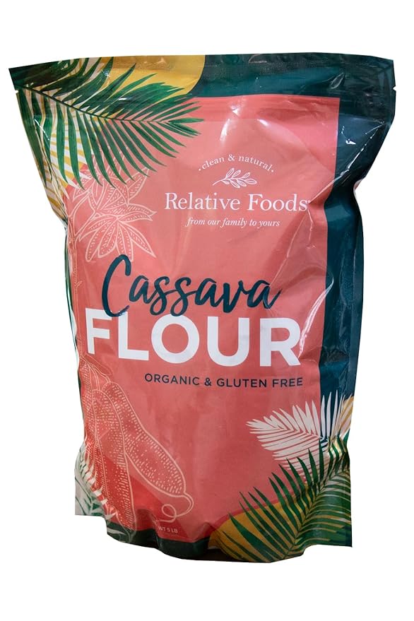 Relative Foods Premium Organic Cassava Flour (5 lb) - Versatile Yuca Flour for Healthy Baking - Mild Flavor Unique Cassava Root Flour Blend for Waffles Biscuits &amp More - Perfect Baking Flour