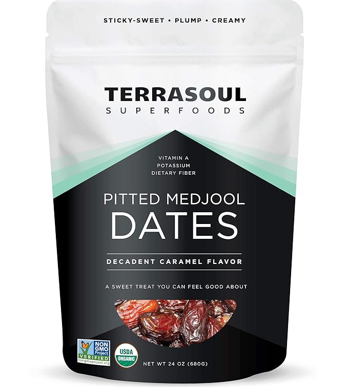 Terrasoul Superfoods Organic Pitted Medjool Dates 1.5 Lbs - Pits Removed | Soft Chewy Texture | Sweet Caramel Taste