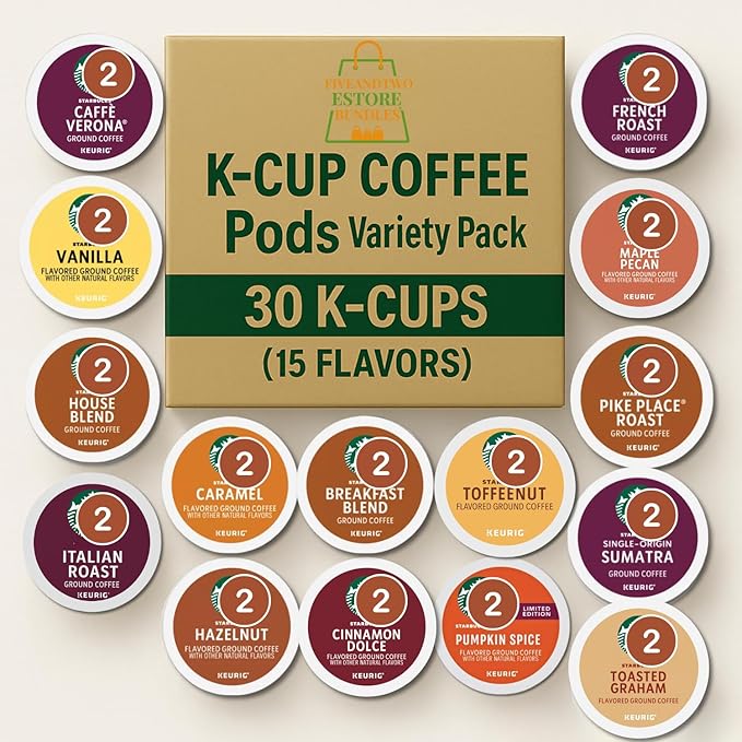 K-Cup Coffee Variety Pack – 30 Count (15 Flavors) – Dark Roast Medium Roast &amp Flavored Coffee – Bold Smooth &amp Dessert-Inspired Picks – 2 Cups Per Flavor