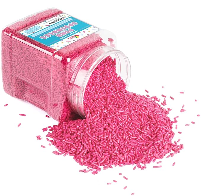 Pink Sprinkles - 1.6 Pounds - Spring Bulk Pink Jimmies - Baby Girl Shower Dessert Toppings - Princess Cake Decorating Ice Cream Cupcakes Cookies Cake Pops