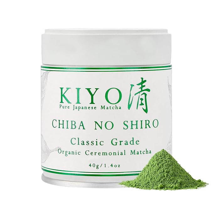 Kiyo Matcha Organic Classic Grade Chiba No Shiro Matcha - Pure Japanese First Harvest Organic Ceremonial Grade Matcha Green Tea Powder from Kagoshima Japan (40g/1.41oz)