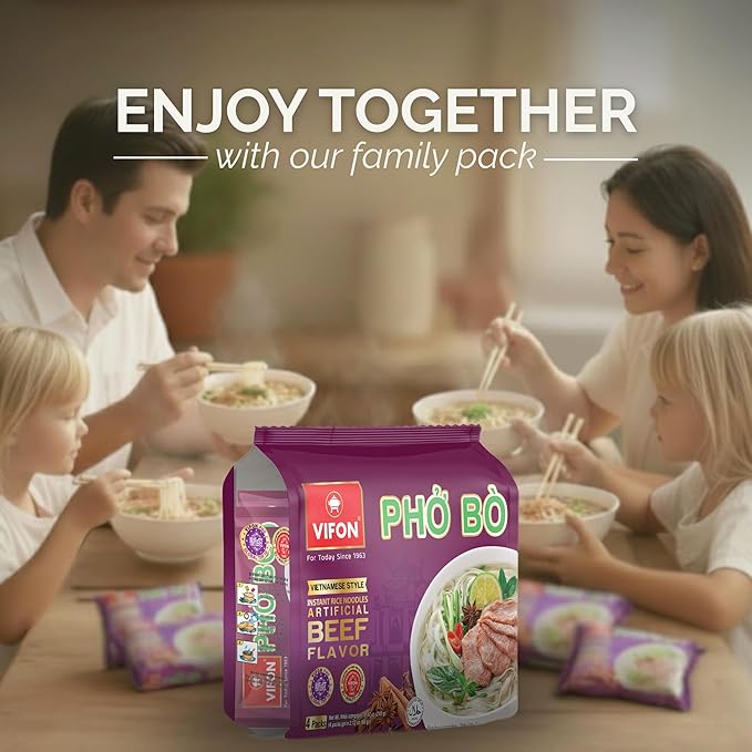 VIFON Phở Bò Vietnamese Style Instant Rice Noodles 2.11 oz (Pack of 24) | Halal Certified | Authentic Vietnamese Phở | Ready in 3 Minutes