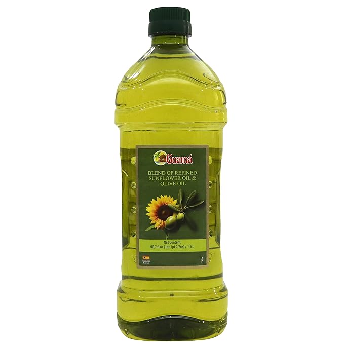 GUAMA - Olive Oil for Cooking Blend - Sunflower Oil Cooking Mix 51 fl oz 1.5 L 95% Refined Sunflower Oil &amp 5% Extra Virgin Olive Oil Everyday Cooking - Aceite para Cocinar Aceite de Cocina