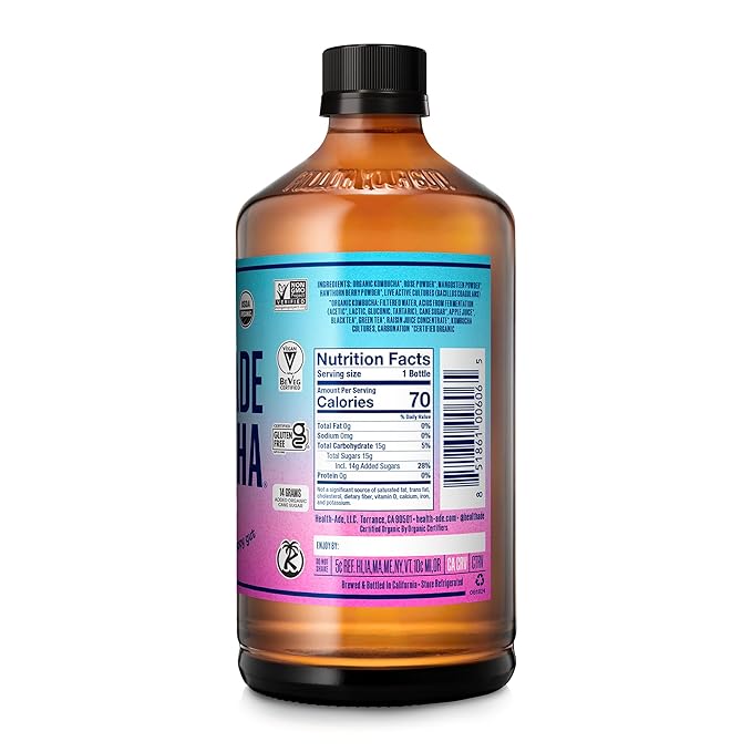 Health-Ade Organic Kombucha Tea Bubbly Rose 12-Pack (16 Fl Oz Bottles) Non-GMO Vegan Gluten-Free Fermented Drink with Living Probiotics