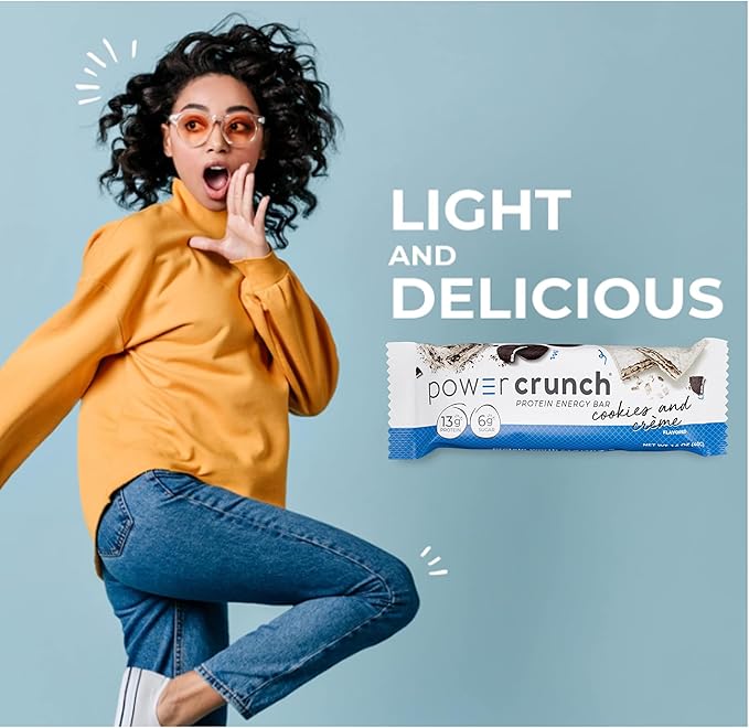 Power Crunch Protein Bars High Protein Snacks with Delicious Taste Cookies and Crème 1.4 Ounce (12 Count)