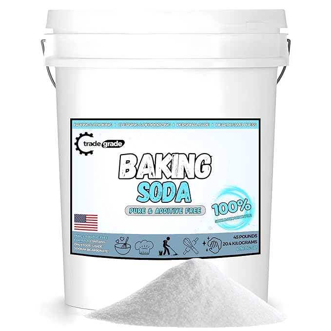 TradeGrade Pure Baking Soda Powder – 45 lb Bucket Sodium Bicarbonate Powder | Premium Food-Grade for Baking Bread Cookies &amp More | Baking Soda for Cleaning Natural Cleaner &amp Deodorizer