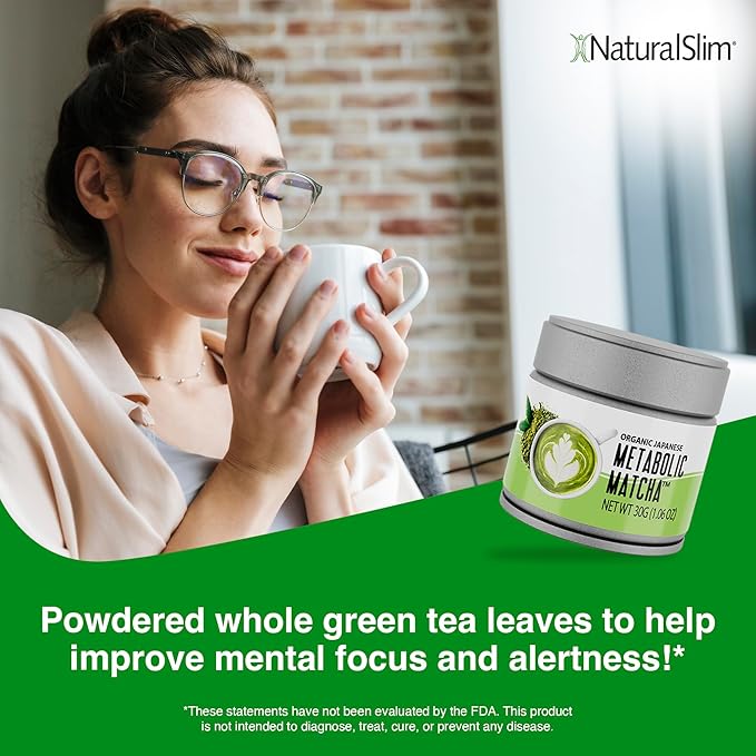 Naturalslim Japanese Organic Matcha Powder Green Tea - Metabolic Pure Japanese Matcha Tea Superfood with L-Theanine &amp Antioxidants for Metabolism Energy &amp Concentration - 30g