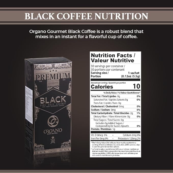 ORGANO Gourmet Black Coffee 100% Certified Ganoderma Lucidum (30 Sachets)