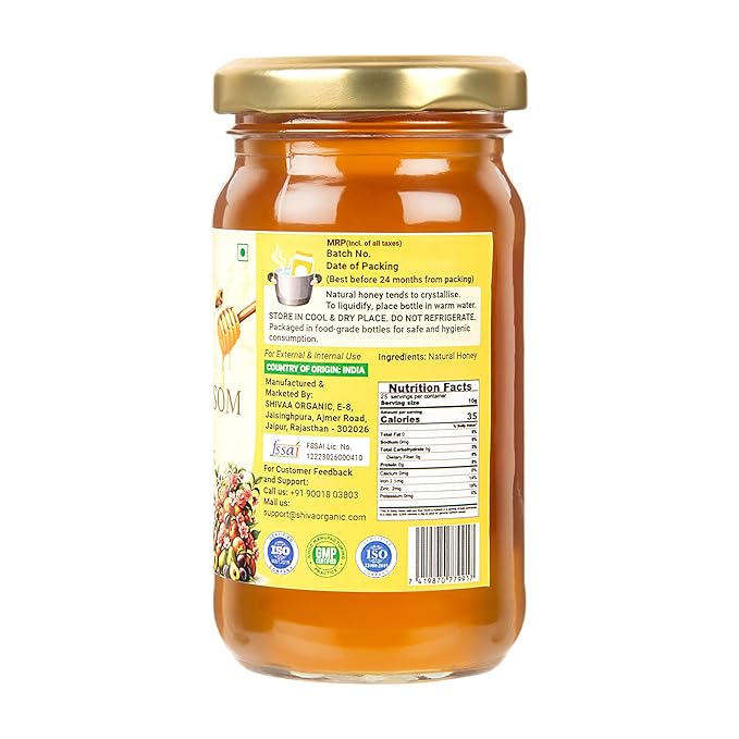 Shiva Organic's Peach Blossom Honey - Pure Raw Unfiltered (8.81 Ounces (250g) Peach Blossom Honey)