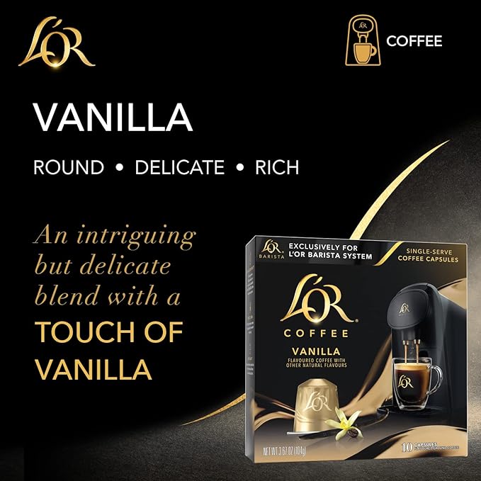 L'OR Coffee Pods 30 Count Vanilla Blend Single-Serve Aluminum Coffee Capsules Compatible with The Barista System &amp *Nespresso Original Machines 30 Count (Pack of 3)