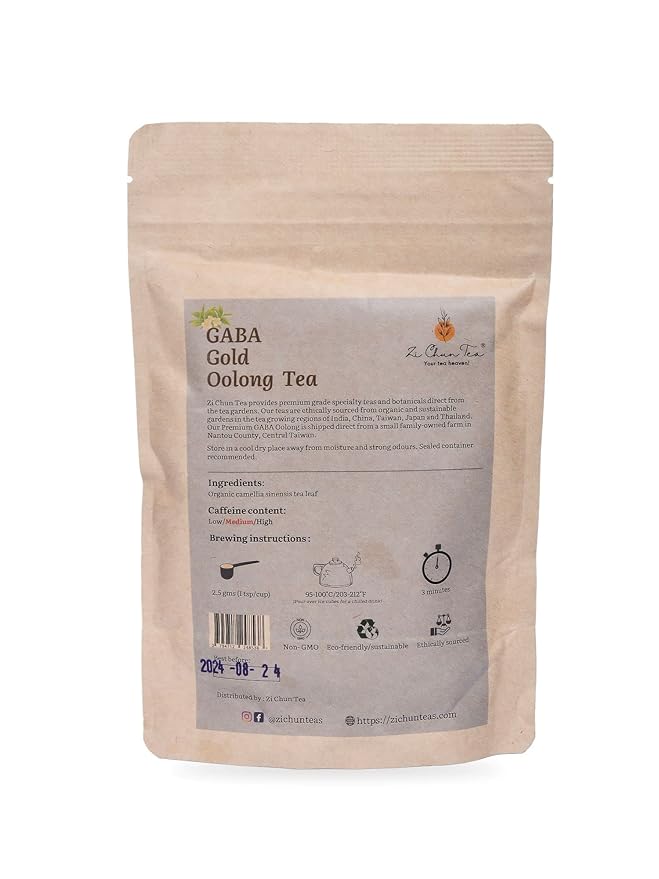 GABA Gold - Organic Oolong Super Tea Loose Leaf - 100% Natural Grown and Processed - 3.5 ounces
