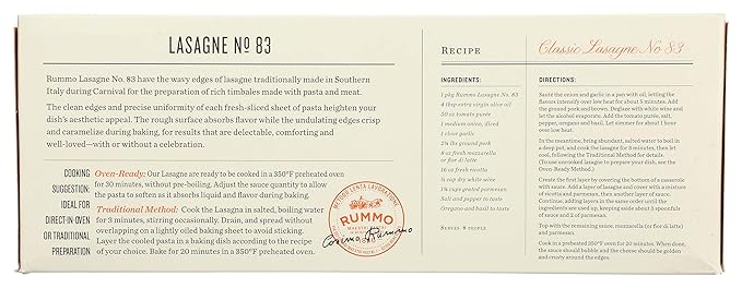 Rummo Lasagne Pasta No. 83 Kosher Non GMO 1 LB (Pack Of 12)