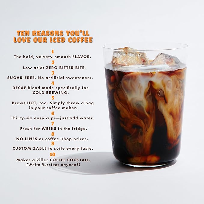 GRADY’S COLD BREW New Orleans Style - DECAF 100% Arabica Ground Coffee &amp Chicory Pouches ONE Bundle of 4 Easy-to-Brew Bean Bags Makes 12 drinks