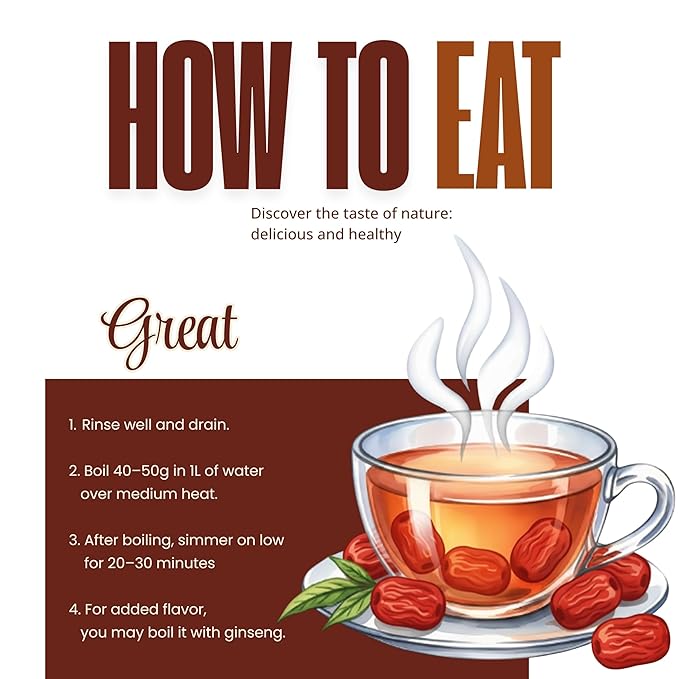 GAGOPA Dried Jujube Fruit – 100% Korean Red Dates Naturally Sweet Flavor Caffeine-Free Herbal Infusion Great for Tea Soups &amp Samgyetang 500g Bulk Pack