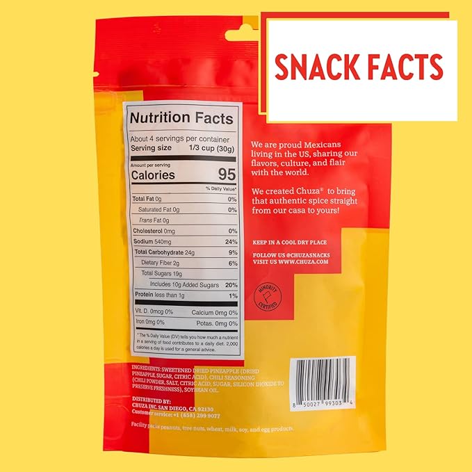 C.huza Spicy Dried Pineapple 4.5 oz (Pack of 6)