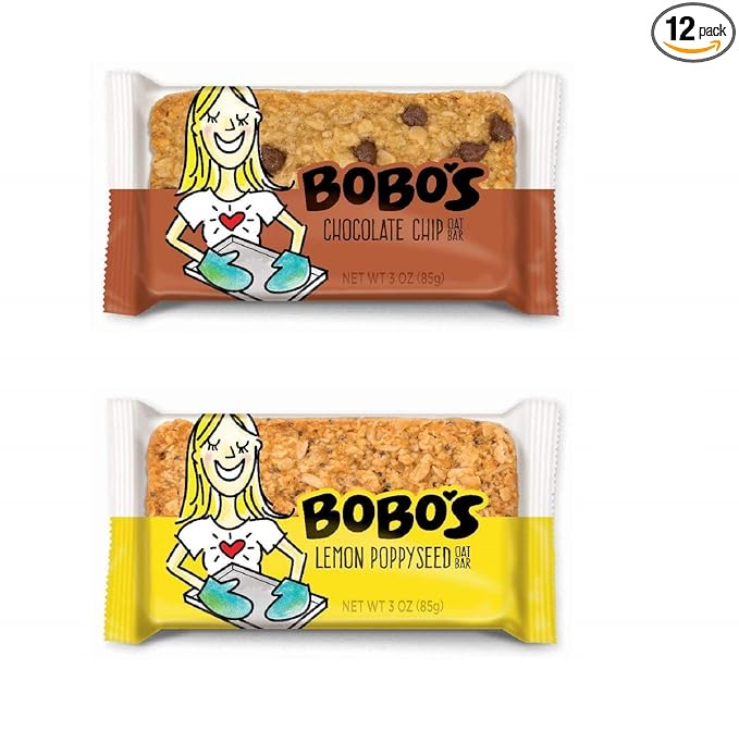 Bobo's Oat Bars Chocolate Chip and Lemon Poppyseed Variety Pack