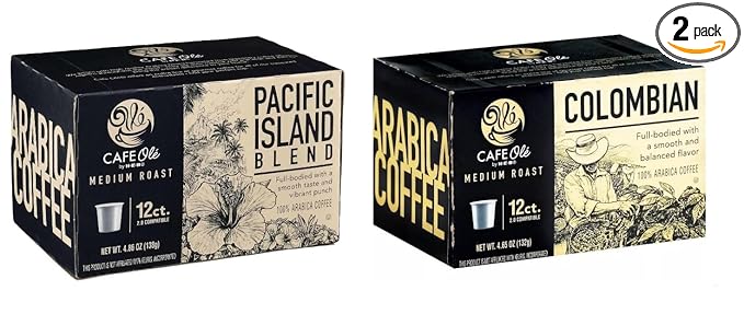 Cafe Ole HEB Single Serve Coffee Pods 12 count - 2 boxes (Pacific Island &amp Colombian)