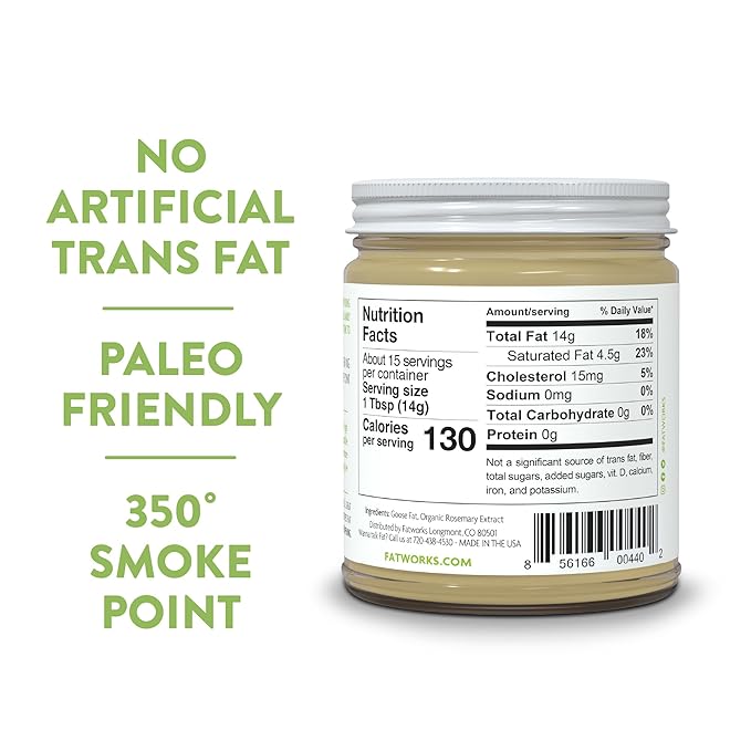 Fatworks Premium USDA Goose Fat Ultimate Cooking Oil for Gourmet Frying and Baking WHOLE30 APPROVED KETO PALEO 7.5 oz.