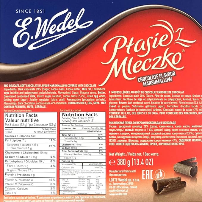 Chocolate Marshmellow Candy Polish Bird's Milk 380 g | 13.4 oz (pack of 2)