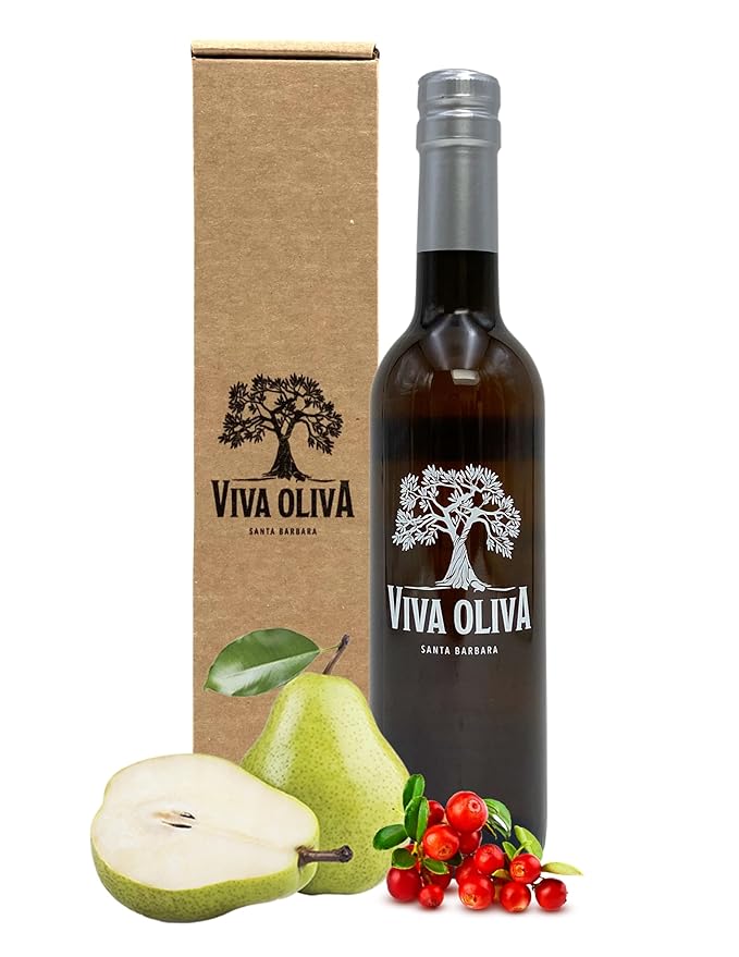 Viva Oliva Cranberry Pear White Balsamic Vinegar - 375ml (12.7oz) - Premium Quality - 100% Natural - Barrel Aged Gourmet Balsamic from Modena Italy