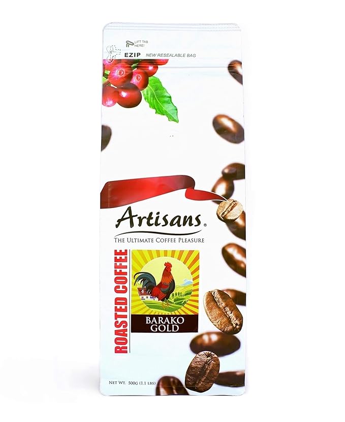 Artisans Philippine Coffee Barako Gold Medium Roast Ground 100 Liberica 1.1 Pounds Bag 17.6 ounces