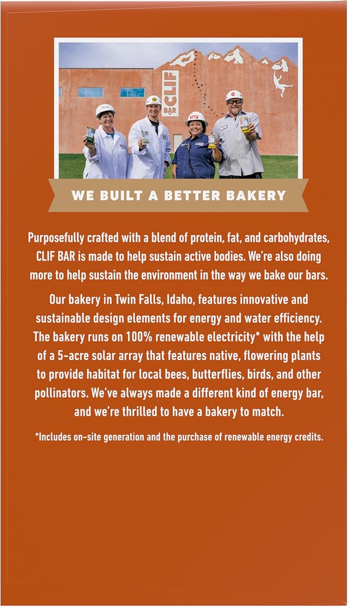 CLIF BAR - Crunchy Peanut Butter - Made with Organic Oats - Energy Bars - Non-GMO - Plant Based Protein Bars (12 Pack)