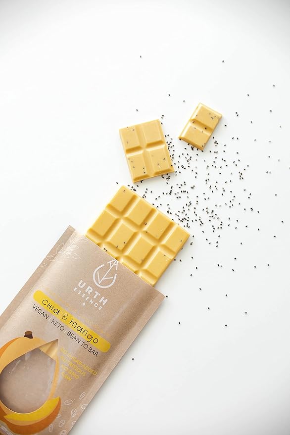 Urth Essence Sugar Free Chocolate Vegan Chocolate Bars | Keto Chocolate | Dairy Free Chocolate| Keto Friendly Food | Healthy Food Vegan Gifts| Organic Chocolate |Gluten Free Snacks (White Chocolate Ma