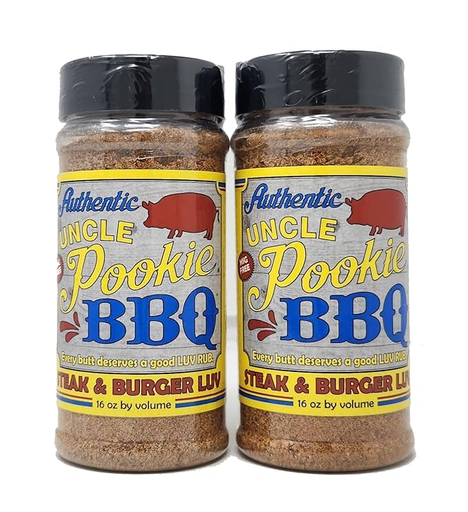 2 Pack of Barbecue and Burger All purpose Seasonings Uncle Pookie's Every Butt Deserves a Good Luv Rub No MSG (16oz Steak and Burger Luv Seasoning)