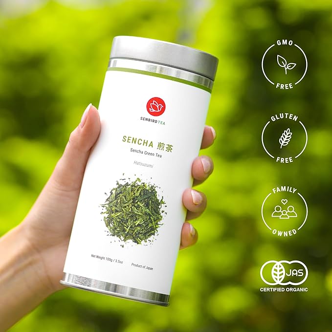 Senbird Premium Sencha - Japanese Green Tea - From Shizuoka Japan - Loose Leaf Tea In Airtight Tea Tin (3.5oz/100g)