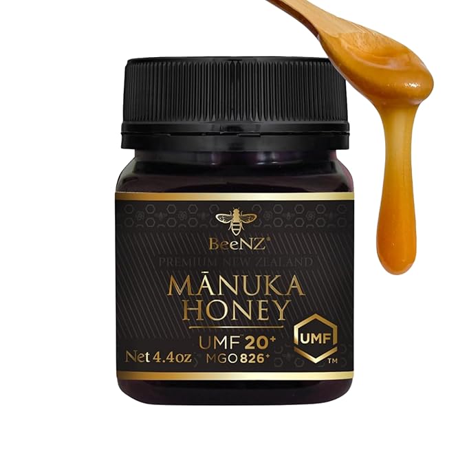BeeNZ Raw Manuka Honey Certified UMF 20+ (MGO 829+) Pure New Zealand Manuka Natural Sweetener Superfood Honey for Wellness Support No Sugar Added Traceable from Hive to Jar Travel Friendly Size