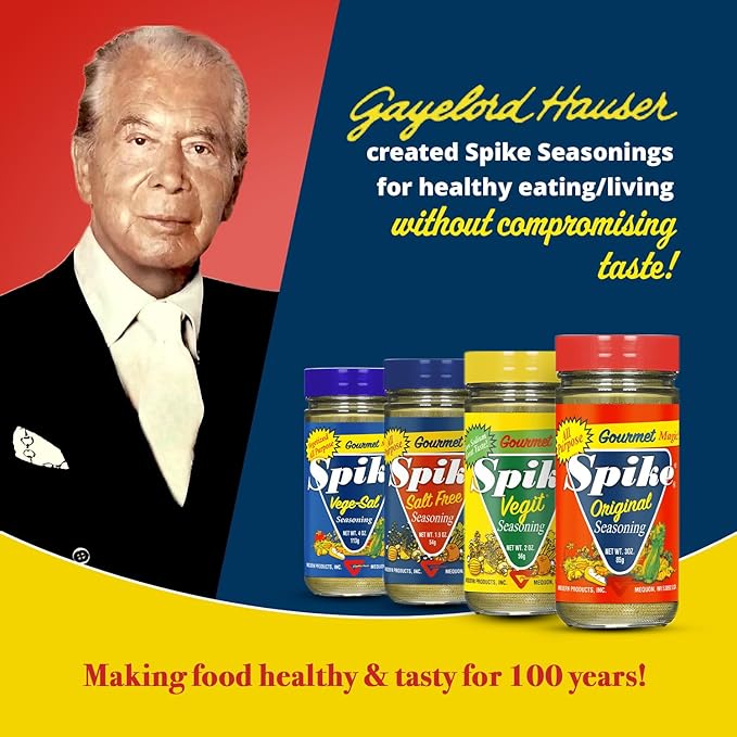 Spike Original All-Purpose Seasoning Salt Herb Veggie &amp Spice Blend 6-Pack – MSG-Free Seasonings &amp Spices 3 Oz Ea